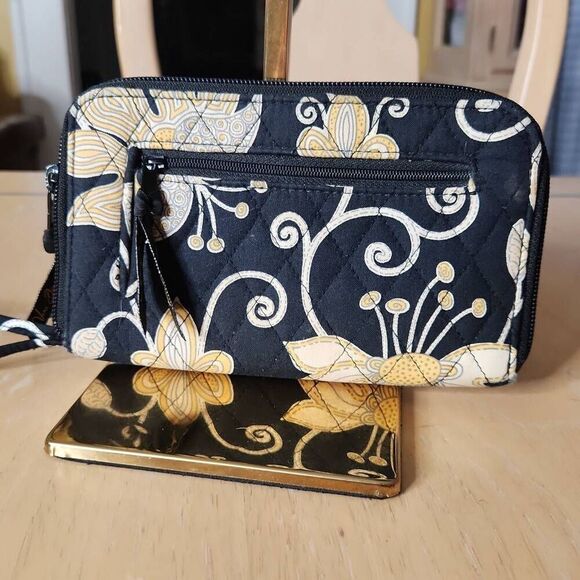 Vera Bradley black and gold zip around wallet - Picture 2 of 6